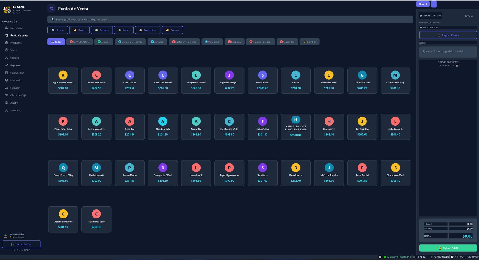Pantalla de punto de venta de NexoPOS
